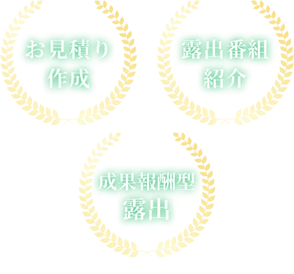 お見積り作成、露出番組紹介、成果報酬型露出